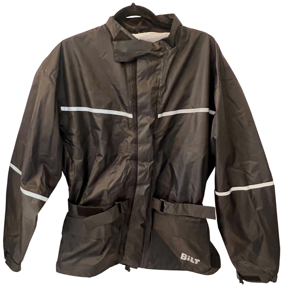 Mens BILT Tornado Motorcycle Rain Jacket Black Reflective Waterproof Small